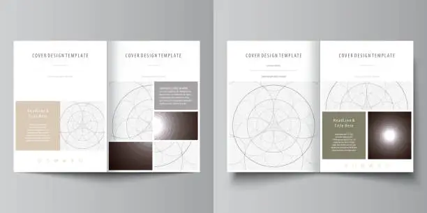 Vector illustration of Business templates for bi fold brochure, magazine, flyer, booklet or annual report. Cover design template, abstract vector layout in A4 size. Alchemical theme. Fractal art background. Sacred geometry.