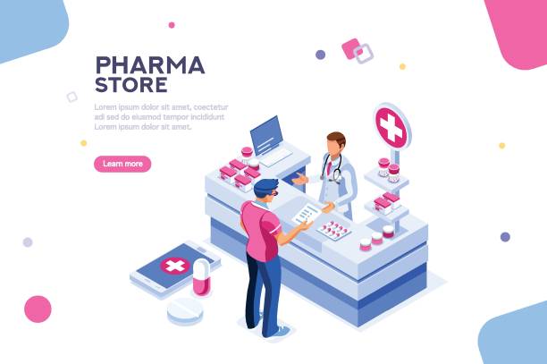 건강 한 infographic 아이소메트릭 벡터 - isometric healthcare and medicine doctor people stock illustrations