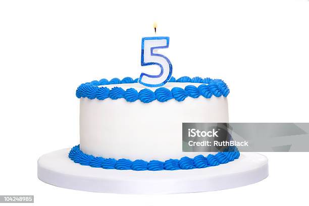 Birthday Cake Stock Photo - Download Image Now - Number 5, Birthday Cake, Cake