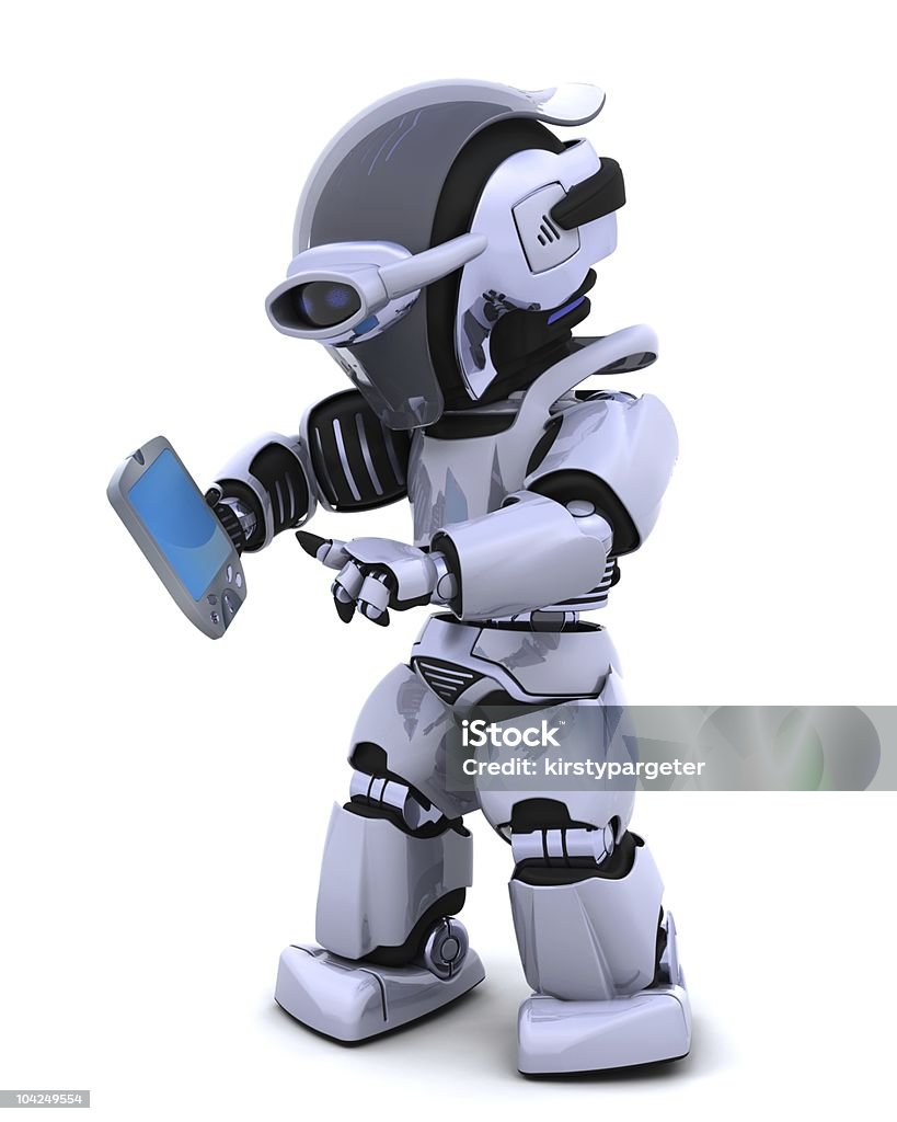 robot with palm pilot  Adult Stock Photo