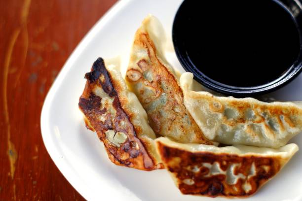 istock Freshly cooked Gyoza on a plate 1042505640