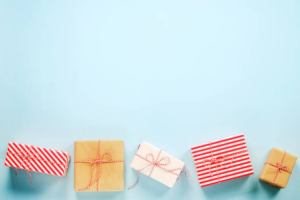 istock Rustic composition with different presents for winter season holidays. 1042510660