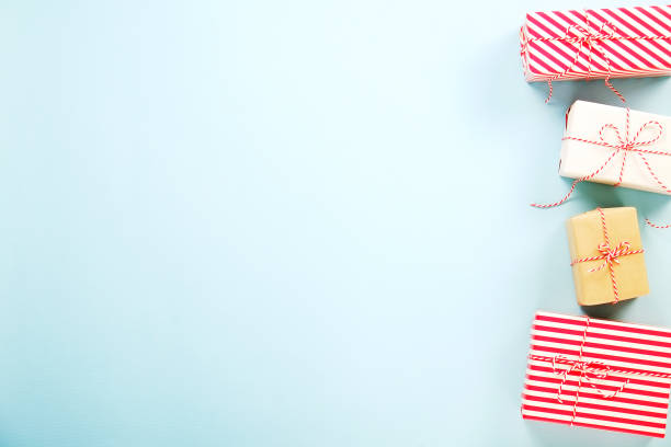 istock Rustic composition with different presents for winter season holidays. 1042510690