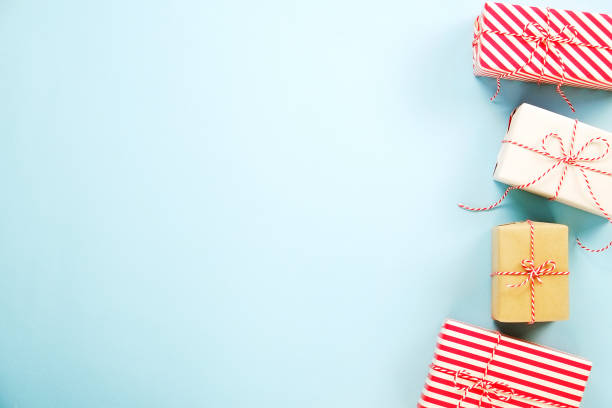 istock Rustic composition with different presents for winter season holidays. 1042510696