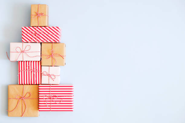 istock Rustic composition with different presents for winter season holidays. 1042512858