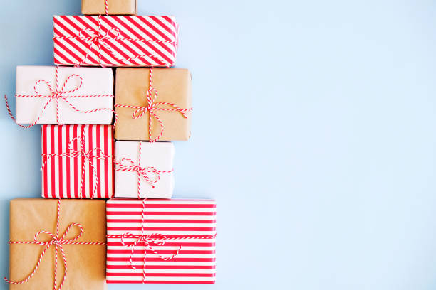 istock Rustic composition with different presents for winter season holidays. 1042512882