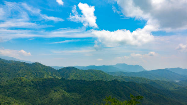 istock Blue sky and white cloud on green forest on mountain on daytime 1042515246
