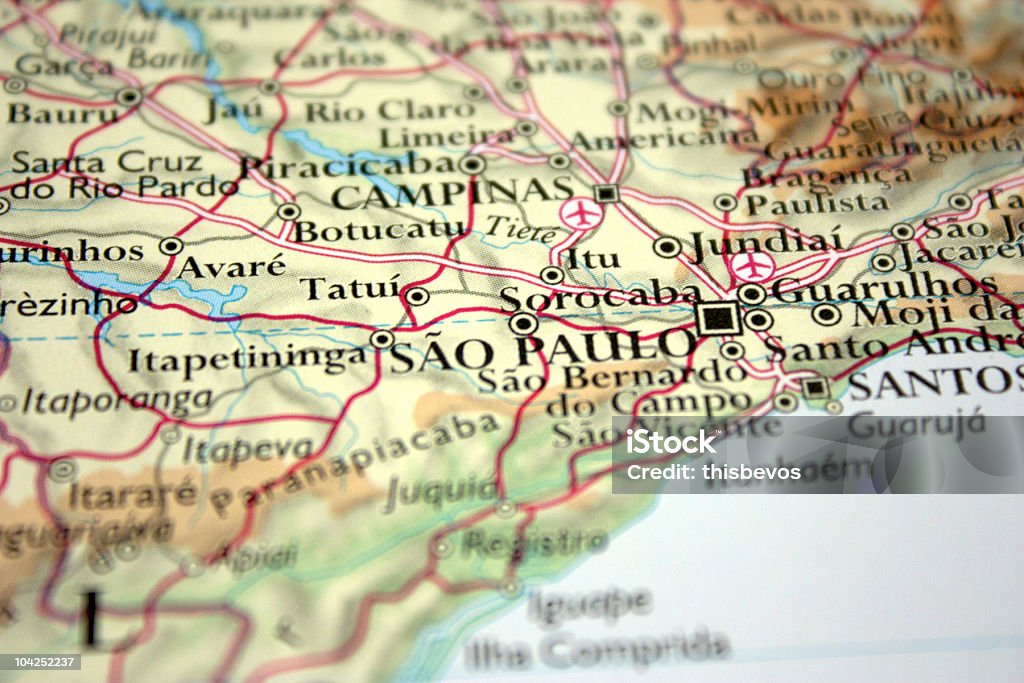 Map showing Sao Paolo  Map Stock Photo