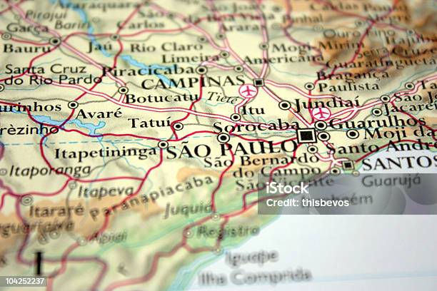 Map Showing Sao Paolo Stock Photo - Download Image Now - Map, São Paulo, Brazil