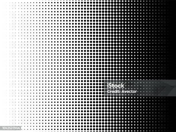Radial Halftone Pattern Texture Vector Black And White Radial Dot Gradient Background For Retro Vintage Wallpaper Graphic Effect Monochrome Pop Art Dot Overlay For Poster Illustration Stock Illustration - Download Image Now