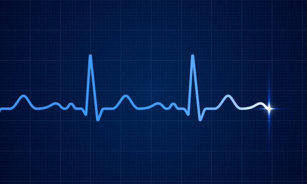 istock Heart beat electrocardiogram pulse on blue medical chart background. Vector blue heartbeat life line monitor. Digital ECG or EKG cardiogram healthcare wave concept 1042527880