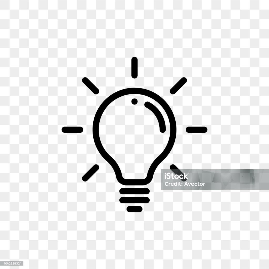 透明な背景のランプ電球アイコン。ベクトル電球ランプ シンボルのアイデアだと思う - アイコンのロイヤリティフリーベクトルアート
