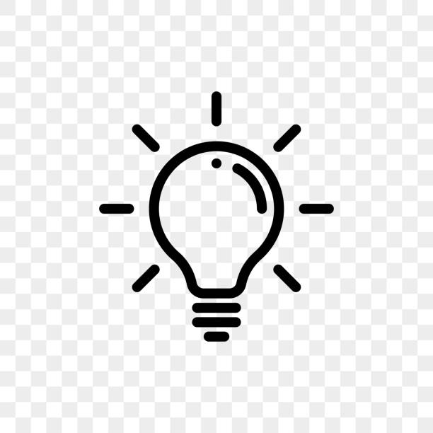 透明な背景のランプ電球アイコン。ベクトル電球ランプ シンボルのアイデアだと思う - ひらめき点のイラスト素材／クリップアート素材／マンガ素材／アイコン素材