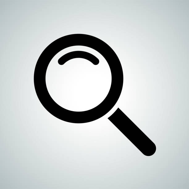 Search icon of magnifier. Vector symbol for internet search engine or web browser design Search icon of magnifier. Vector symbol for internet search engine or web browser design magnification stock illustrations