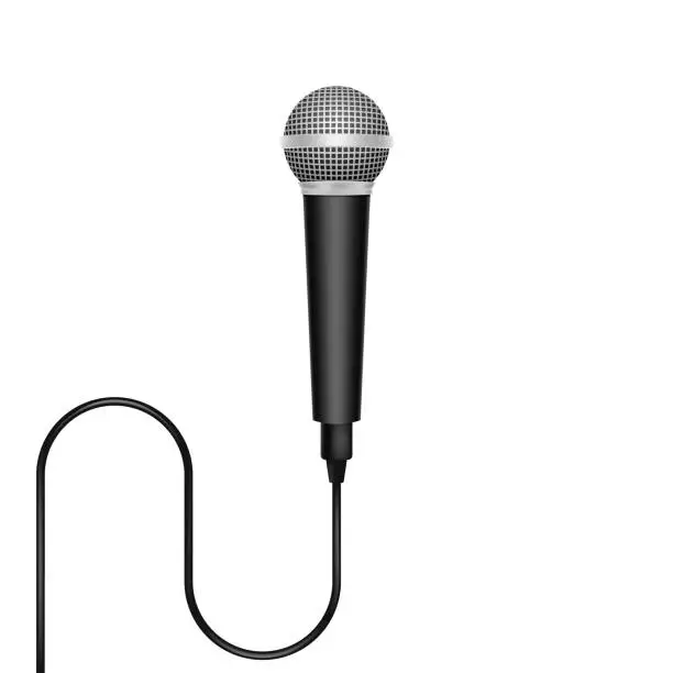 Vector illustration of Realistic microphone isolated on white background. Vector illustration.
