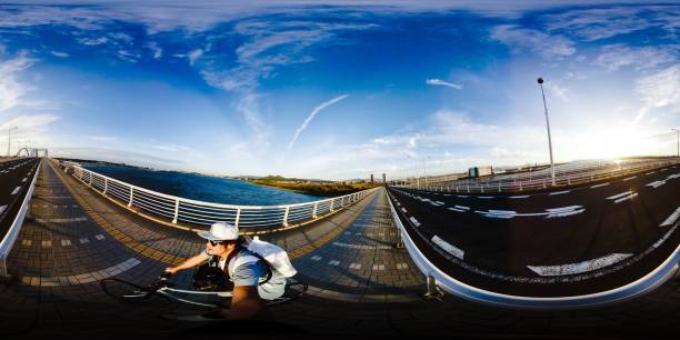 A Japanese man enjoy bike trip