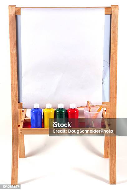 Painter Easel On White Background Stock Photo - Download Image Now - Easel, Red, Blank