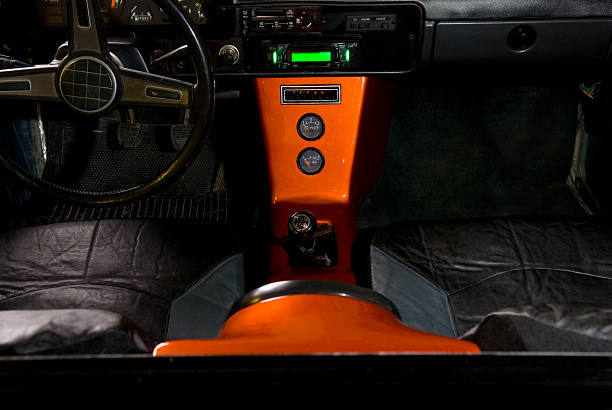 istock Custom Truck Interior with Glowing Green Stereo 104254063