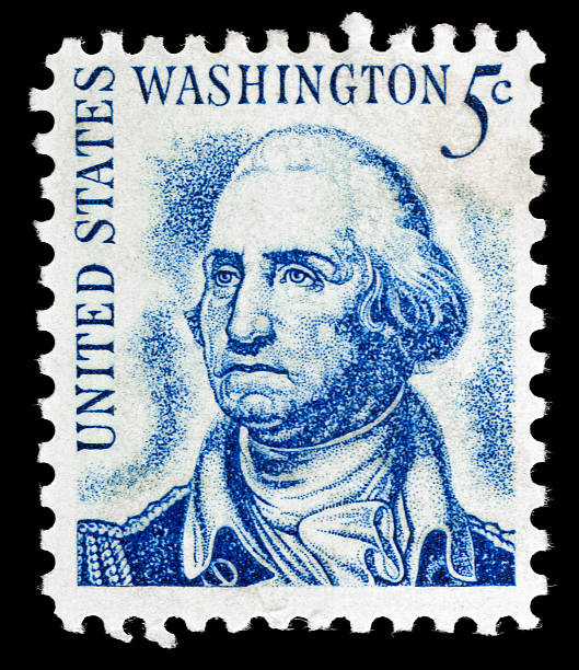 Vintage George Washington USA 5c postage stamp stock photo