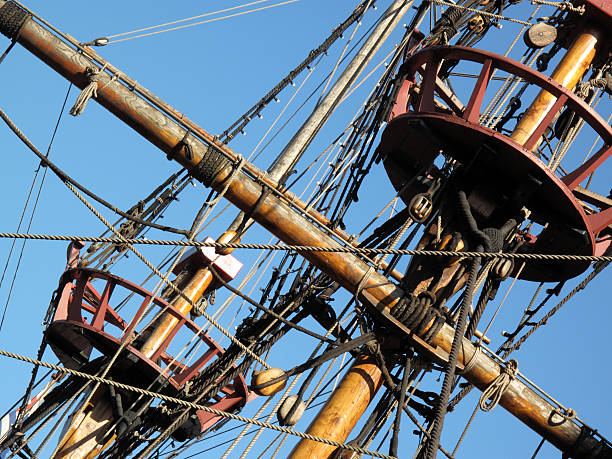 istock Rigging and crows nest of the Golden Hinde 104254764