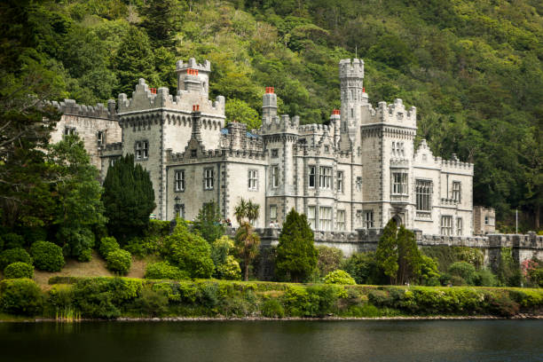 Kylemore Abbey on the lake. National park Connemara in Ireland.