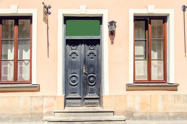 Old black door in the house