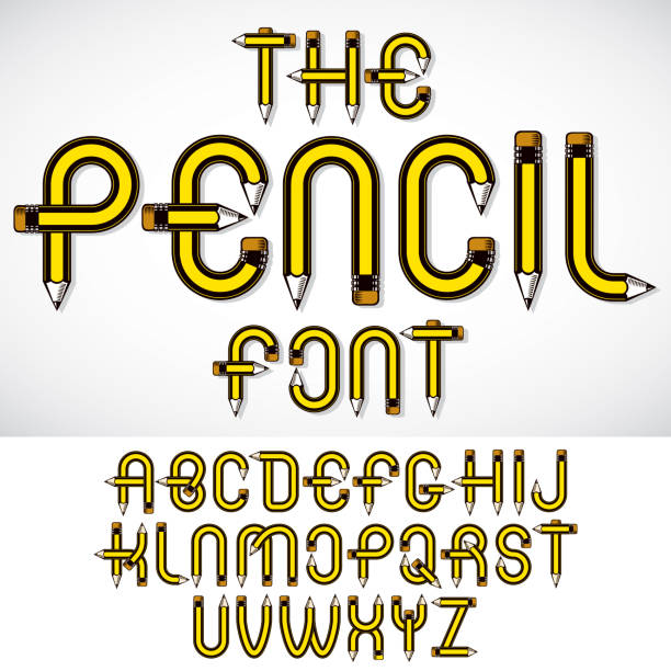 школа тему, карандаши дизайн шрифта, для использования в качестве элементов дизайна для блогов веб-страницы рекламы. - lead theme stock illustrations