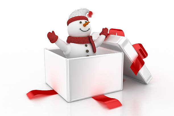 Cтоковое фото Счастливый Снеговик в коробке