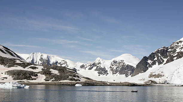 istock Landscape in Antarctica, people on the shore 104256723