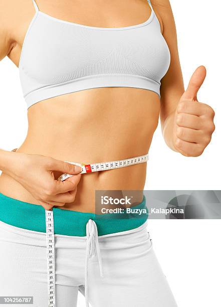 Woman Measuring Her Slim Waist With Tape Measure Stock Photo - Download Image Now - Activity, Adult, Beauty