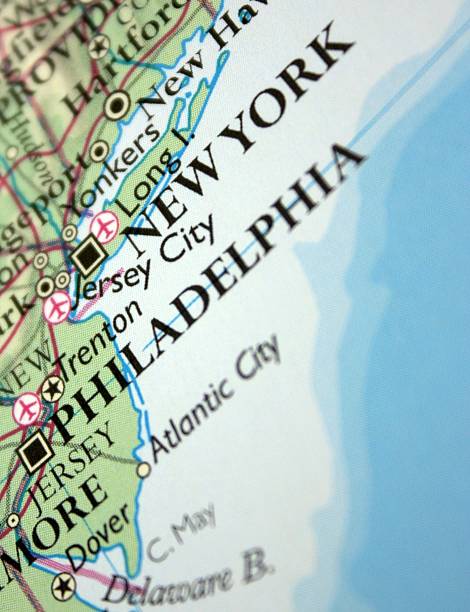 istock Map showing Philadelphia and New York 104257064