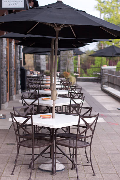 Outdoor dining area stock photo