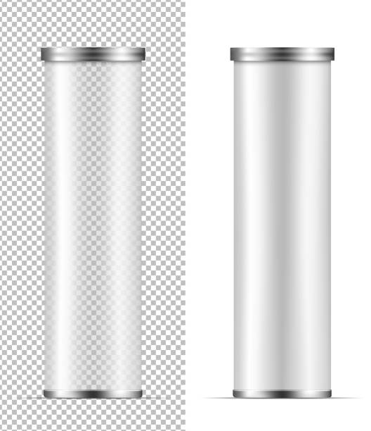 Transparent packaging for snacks, food, chips, sugar and spices Transparent packaging for snacks, food, chips, sugar and spices. tube stock illustrations