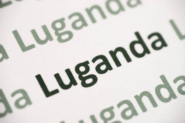 istock word Luganda language printed on paper macro 1042575564