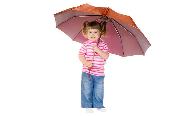 istock Little funny girl with umbrella 104257664