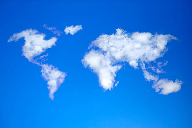 istock Sky with clouds in shape of world map. 104257755