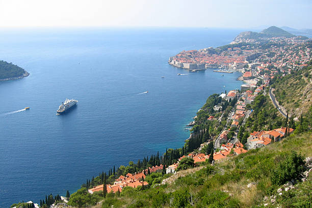 Harbow with tall ship in Dubrovnik, Croatia