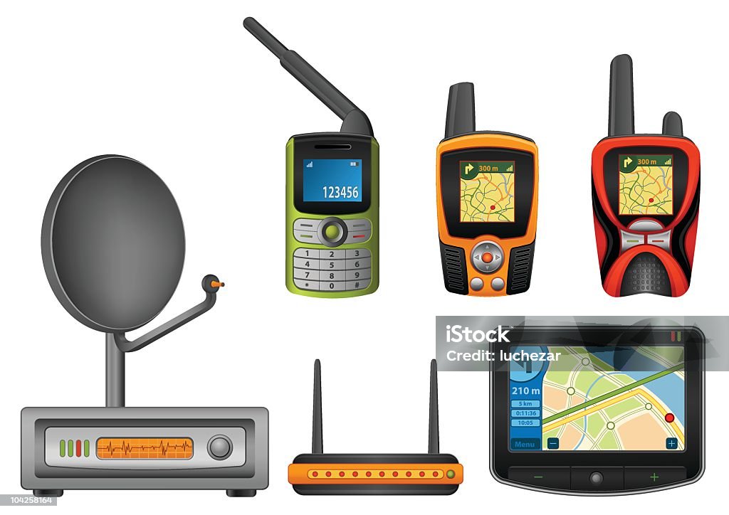 Conjunto de iconos de GPS - arte vectorial de Antena parabólica libre de derechos