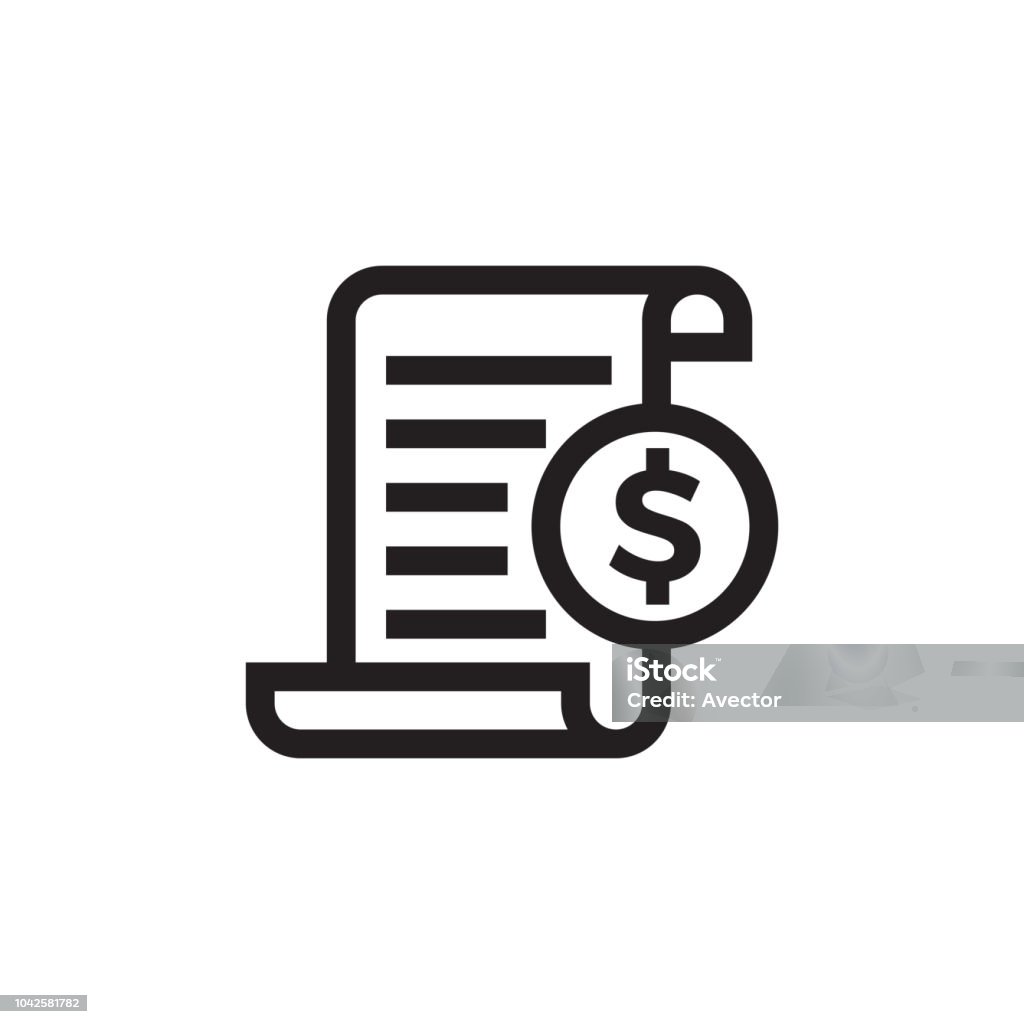 Invoice or bill vector icon of payment document page Icon Symbol stock vector