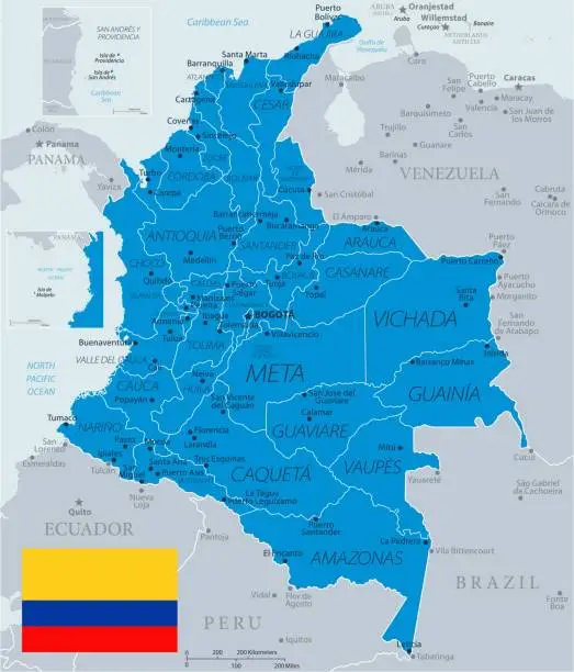 Vector illustration of 33 - Colombia - Blue Gray 10