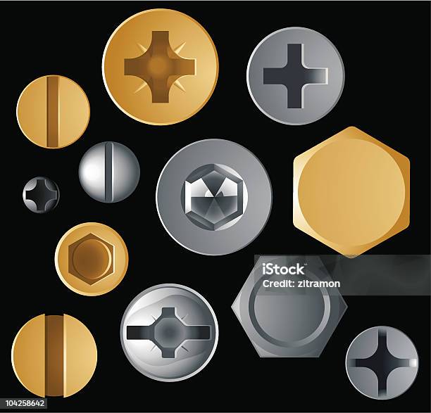 Screw Heads Stock Illustration - Download Image Now - Black Color, Bolt - Fastener, Brass
