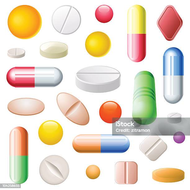 Le Pillole - Immagini vettoriali stock e altre immagini di Acido acetilsalicilico - Acido acetilsalicilico, Antibiotico, Antidolorifico