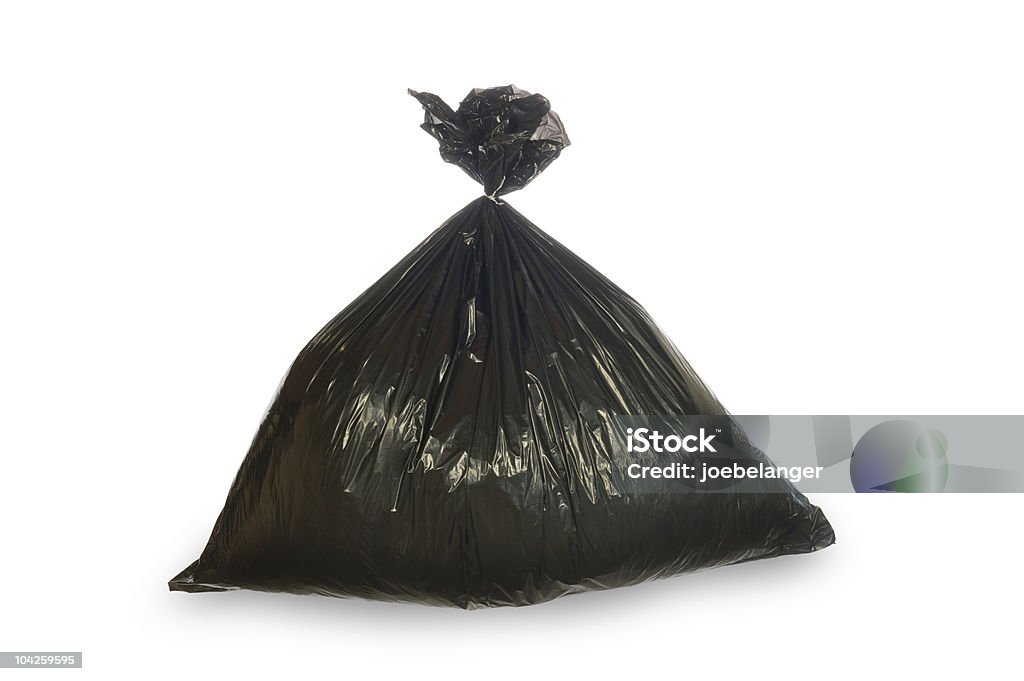 Saco de Lixo preto isolado no branco - Royalty-free Amarrado Foto de stock