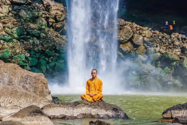 Meditation under the waterfall