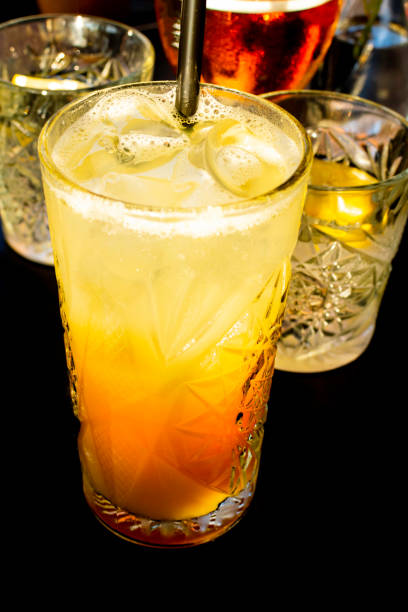 istock Fresh alcohol coctail drink on black background 1042610540