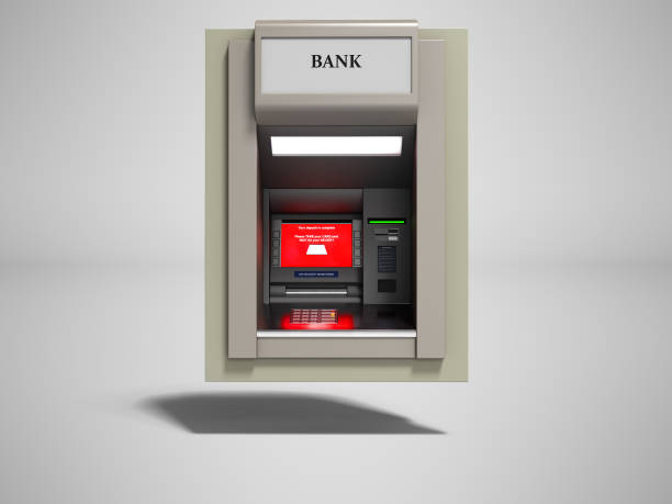 istock Modern gray ATM included 3d render on gray background with shadow 1042621828