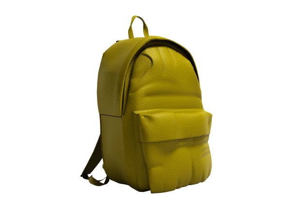 istock Modern yellow leather backpack in school for children and teens left view 3D rendering on white background no shadow 1042622046