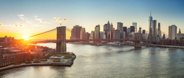 istock Brooklyn bridge and Manhattan at sunset 1042636094