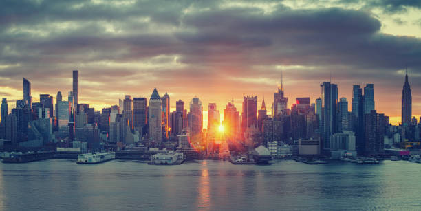 istock Bright sunrise over Manhattan 1042636130
