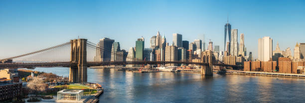 istock Brooklyn bridge and Manhattan at sunny day 1042636132